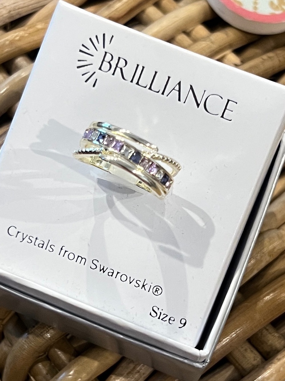 Brilliance Gold-Tone Ring with Purple Swarovski Crystals